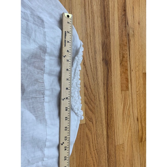 Talbots White 100% Linen Ruffle V-Neck Short Sleeve Blouse Top Size 8 - Picture 8 of 8